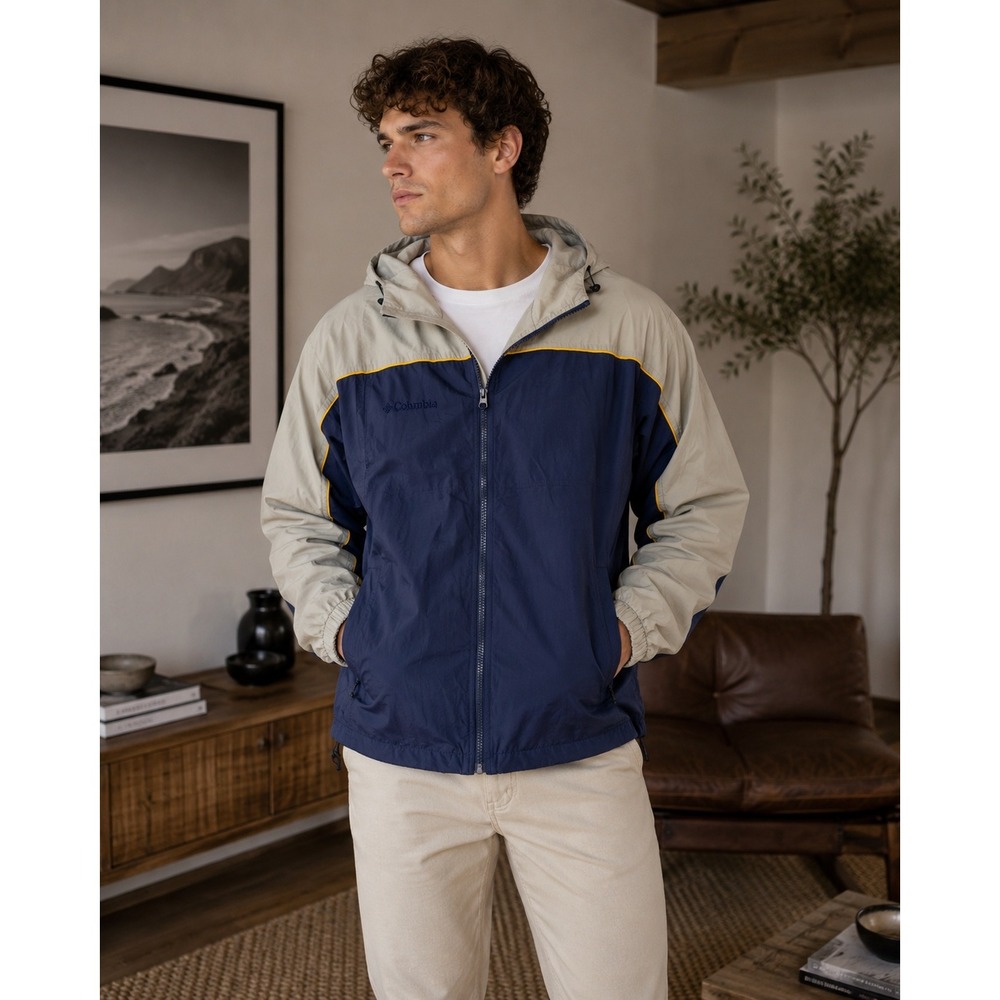 Columbia Windbreaker Mens XXL Navy Blue Gorpcore Outdoor Lightweight